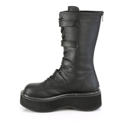 2" PF Lace-up Mid-Calf Boot w/ 4 Buckle Straps, Back Zip Pleaser Demonia EMILY/322