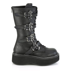 2" PF Lace-up Mid-Calf Boot w/ 4 Buckle Straps, Back Zip Pleaser Demonia EMILY/322