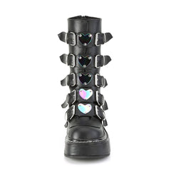 2" Platform Calf High W/ 5 Buckle Straps, Back Metal Zip Pleaser Demonia EMILY/330