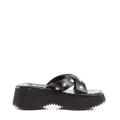 Goth Punk Skull Print & Studs Platform Slide Mules Sandals Shoes Pleaser Demonia FLIP/05