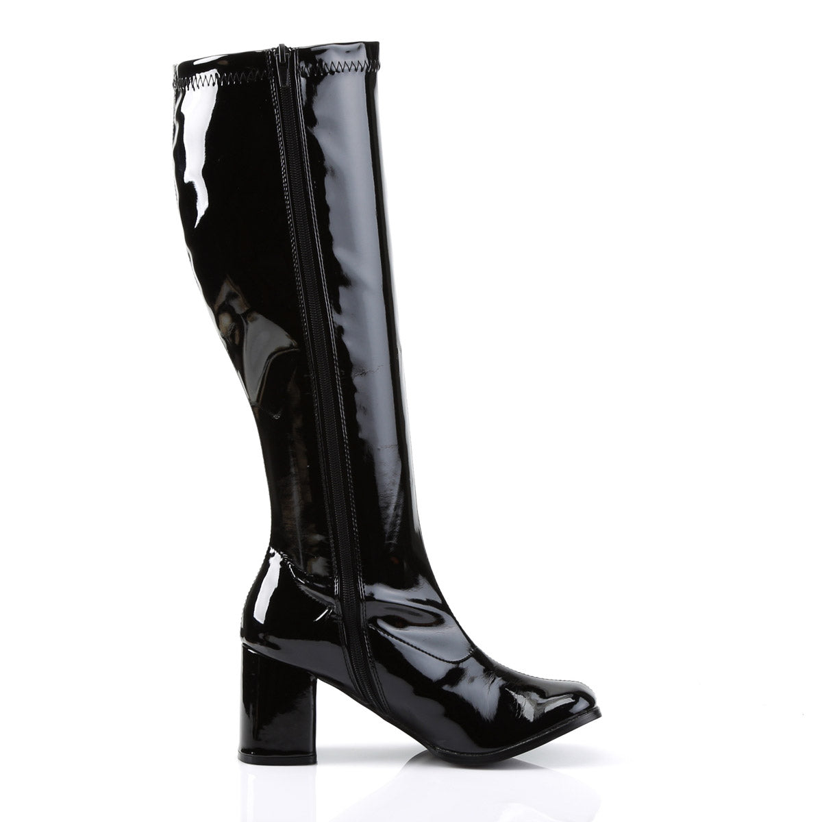 Sexy Block Heel Wide Width Knee High Side Zip Gogo Boots Shoes Pleaser Funtasma GOGO/300WC