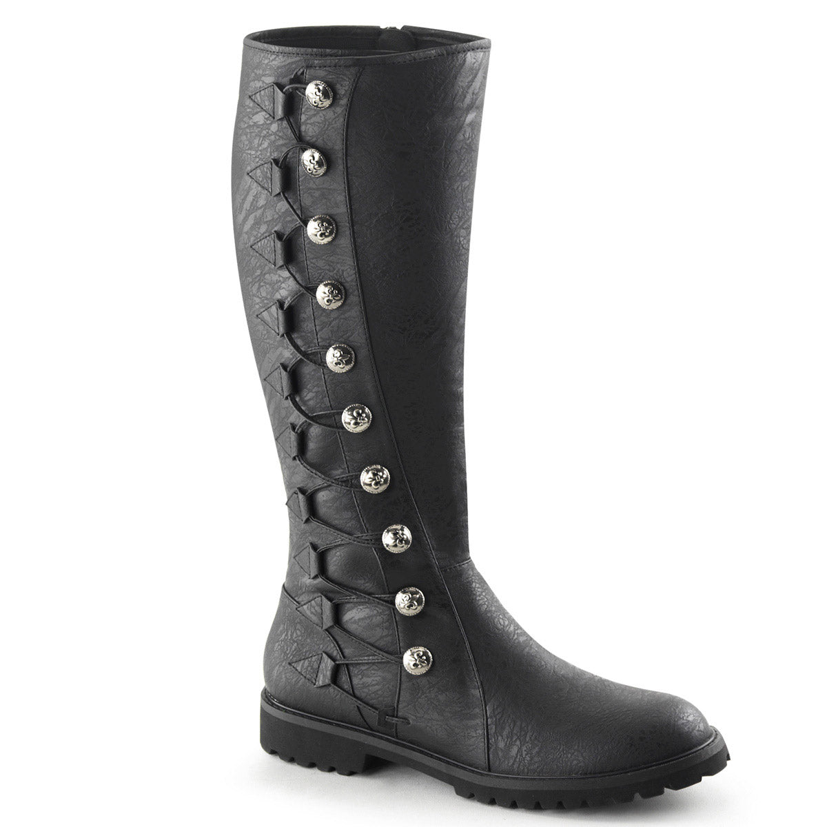 Button Lace Up Low Heel Knee High Full Inner Zipper Boots Shoes Pleaser Funtasma GOTHAM/109