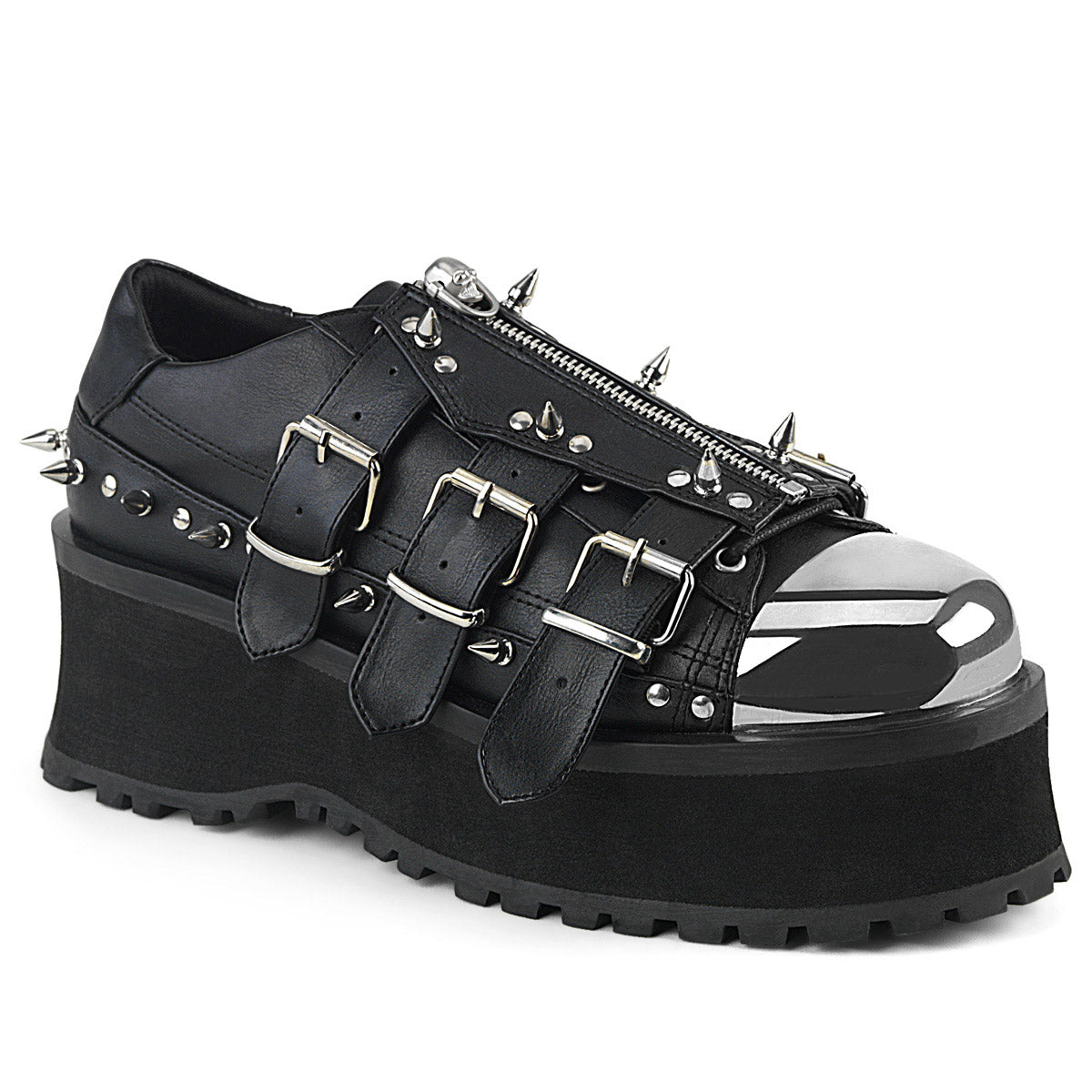 2 3/4" Platform Lace-Up Shoe W/ Metal Toe Cap Pleaser Demonia GRAVEDIGGER/03