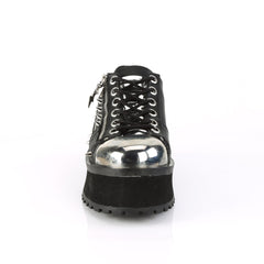 2 3/4" Platform Lace-Up Shoe W/ Metal Toe Cap Pleaser Demonia GRAVEDIGGER/04