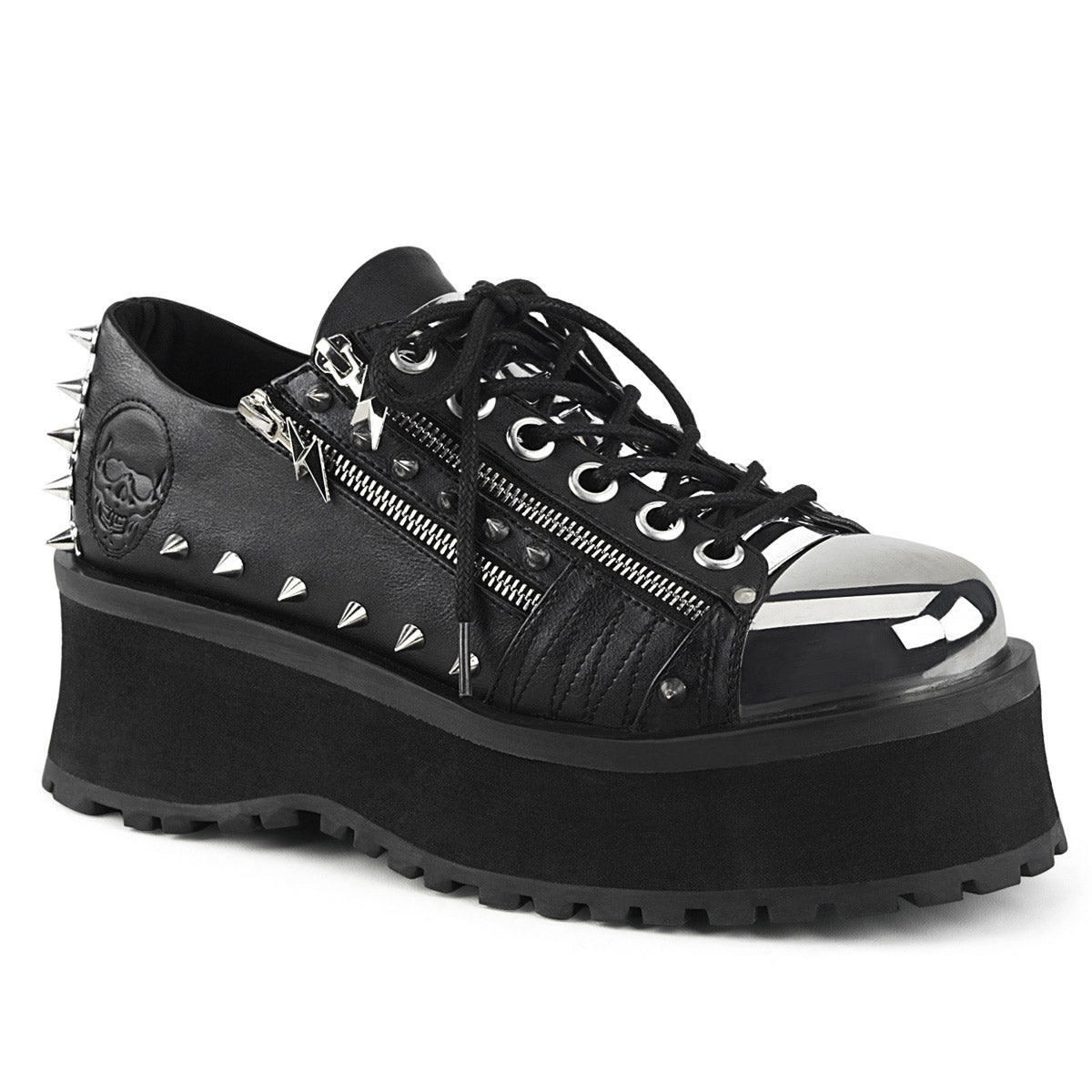 2 3/4" Platform Lace-Up Shoe W/ Metal Toe Cap Pleaser Demonia GRAVEDIGGER/04