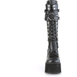 4 1/2"Pf Lace-Up Knee High Boots W/ Shield, Back Zip Pleaser Demonia KERA200/BVL