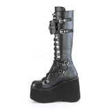 4 1/2"Pf Lace-Up Knee High Boots W/ Shield, Back Zip Pleaser Demonia KERA200/BVL