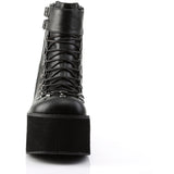 4 1/2" Pf Faux Lace-Up Ankle Boot, Side Zip Pleaser Demonia KERA21/BVL