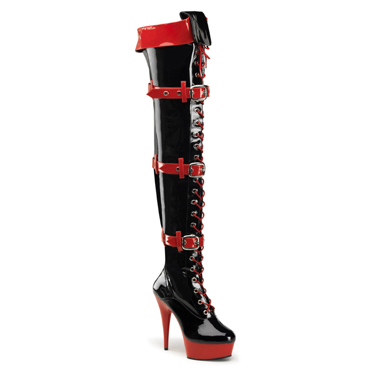 Sexy Buckle Strap Lace Up Platform Stiletto Thigh High Boots Shoes Pleaser Funtasma MEDIC/3028