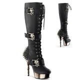 Punk Rock Spiked Heel Finger Bone Stiletto Knee High Boots Shoes Pleaser Demonia MUERTO/2028