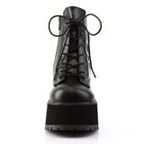 4" Heel, 2 1/2" PF Ankle Boot w/ Spider Wed Embroidery Blk Vegan Leather Pleaser Demonia RANGER/105