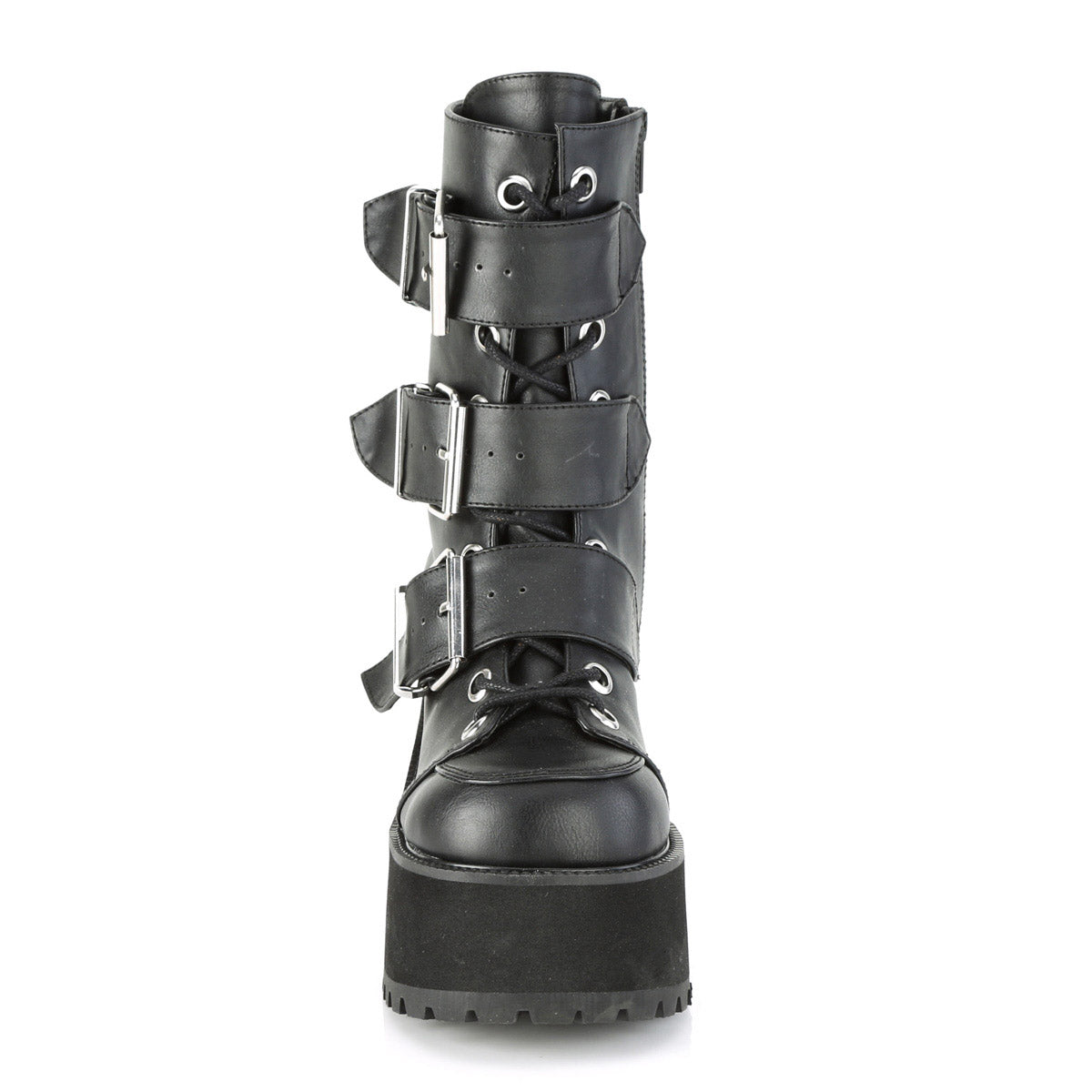 3" Heel, 2" PF Lace-Up Ankle Boot, Side Zip Pleaser Demonia RANGER/308