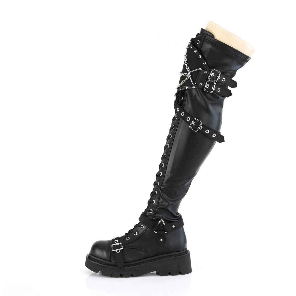 2 1/2" Tiered Pf Lace-Up Over-The-Knee Boots, Inside Zip Pleaser Demonia RENEGADE/320