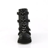 2 1/2" Tiered Pf Strappy Ankle Boot, Outer Side Zip Pleaser Demonia REGD50/BVL-NY