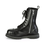 10 Eyelet Unisex Steel Toe Ankle Boot, Rubber Sole Pleaser Demonia RIOT/10