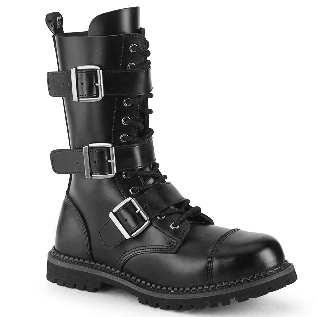 Mid Calf Buckle Strap Lace Up Rugged Goth Punk Combat Boots Shoes Pleaser Demonia RIOT/12