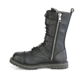 12 Eyelet Unisex Steel Toe Ankle Boot, Rubber Sole Pleaser Demonia RIOT/12BK