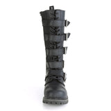 18 Eyelet Unisex Steel Toe Knee Boot, Rubber Sole Pleaser Demonia RIOT/18BK