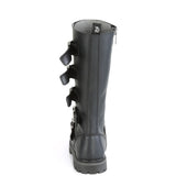 18 Eyelet Unisex Steel Toe Knee Boot, Rubber Sole Pleaser Demonia RIOT/18BK