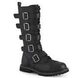 18 Eyelet Unisex Steel Toe Knee Boot, Rubber Sole Pleaser Demonia RIOT/18BK