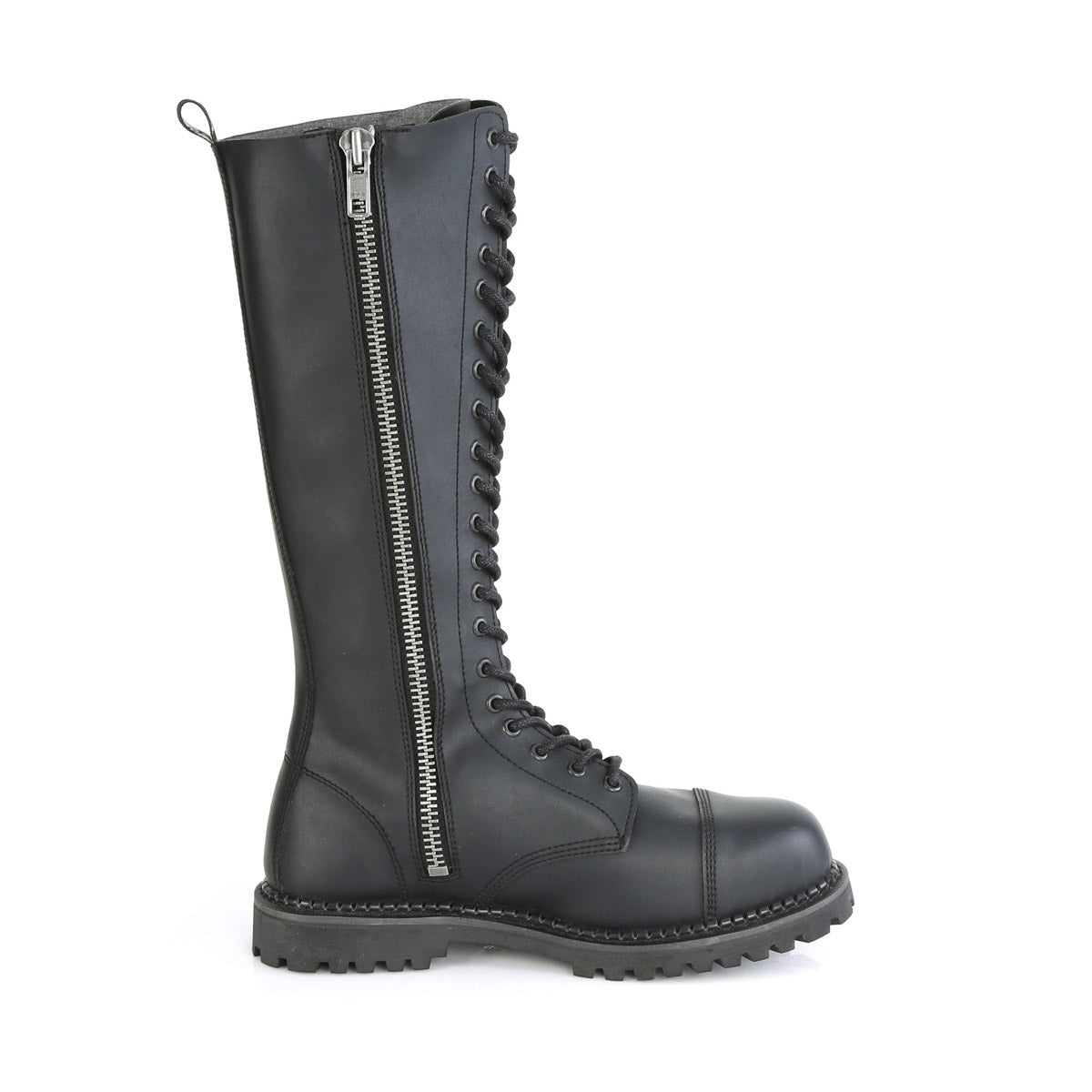 20 Eyelet Unisex Steel Toe Knee Boot, Rubber Sole Pleaser Demonia RIOT/20