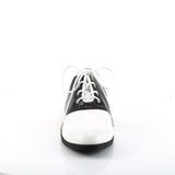 Front Lace Up Flat Costume Saddle Shoes Pleaser Funtasma SAD50/BW/PU