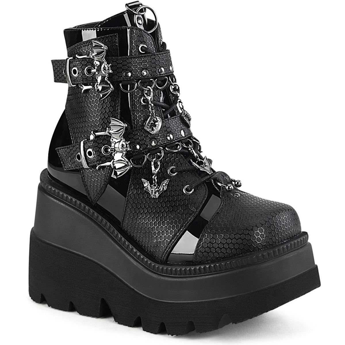 4 1/2" Wedge Pf Ankle Boot, Side Zip Pleaser Demonia SHAKER/66
