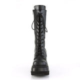 4 1/2" Wedge PF Lace-Up Mid-Calf Boot, Side Zip Pleaser Demonia SHAKER/72