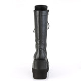 4 1/2" Wedge PF Lace-Up Mid-Calf Boot, Side Zip Pleaser Demonia SHAKER/72