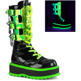 2" Pf Lace-Up Mid-Calf Boot, Metal Side Zip Pleaser Demonia SLACKER/156