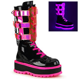2" PF Lace-Up Mid-Calf Boot, Metal Side Zip Pleaser Demonia SLACKER/156