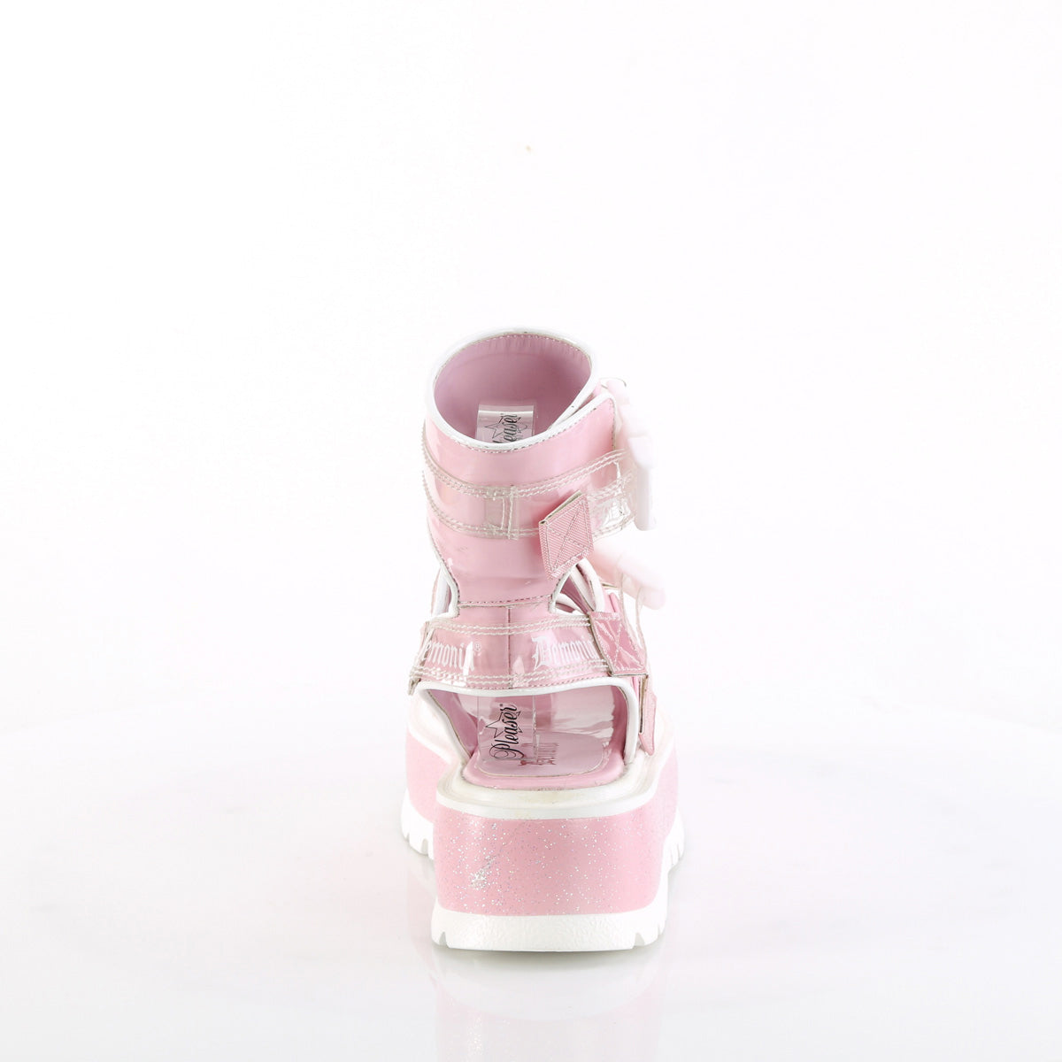 Demonia Funn-10 Platform Ankle Strap Sandal, 10 / Baby Pink Holo Pat