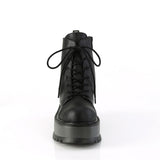 2" Pf Lace-Up Ankle Boot, Side Zip Pleaser Demonia SLK55/BVL