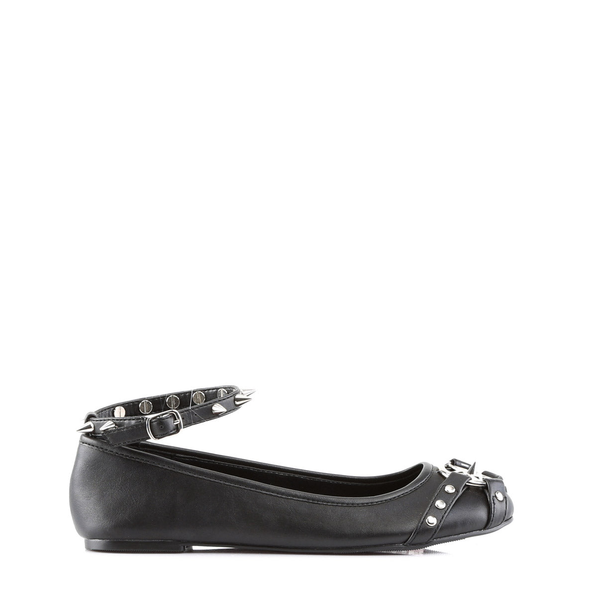 Ankle Strap Flat W/studded Straps & Pentagram Detail Pleaser Demonia STAR/23