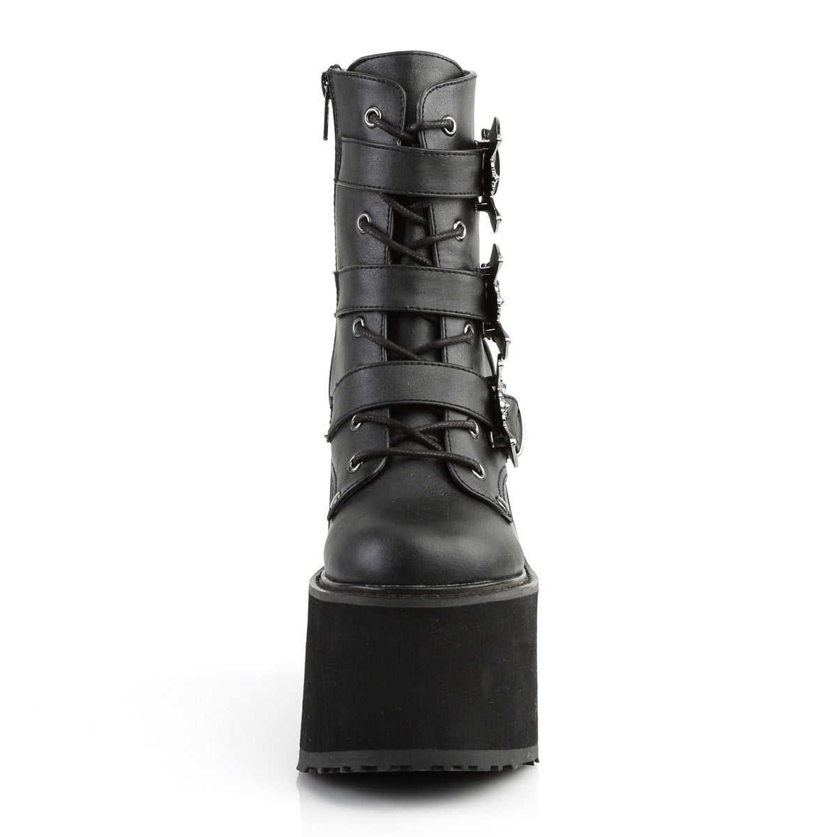 5 1/2" PF Lace-Up Ankle Boot w/ 3 Buckle Straps, Side Zip Pleaser Demonia SWING/103