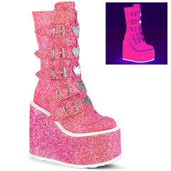 5 1/2" PF Mid-Calf Boot w/ 5 Buckle Straps, Back Metal Zip Pleaser Demonia SWING/230G