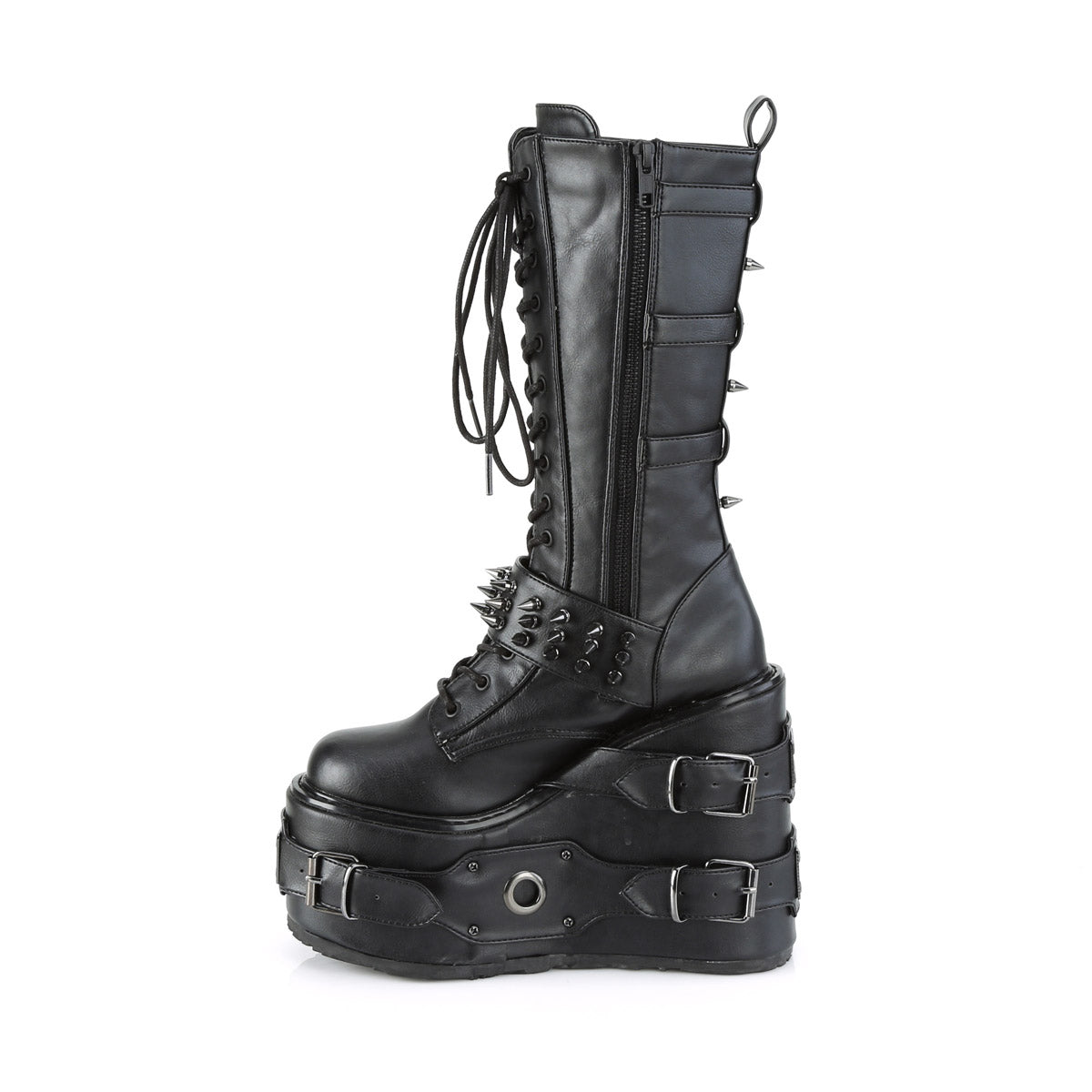 5 1/2" PF Lace-Up Mid-Calf Boot, Side Zip Pleaser Demonia SWING/327