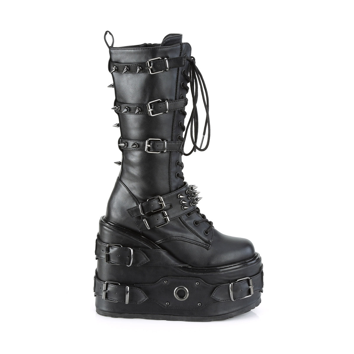 5 1/2" PF Lace-Up Mid-Calf Boot, Side Zip Pleaser Demonia SWING/327