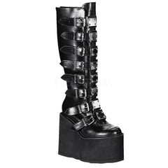 Sexy Metal Plate Buckle Strap Extreme Platform Knee High Boots Shoes Pleaser Demonia SWING/815
