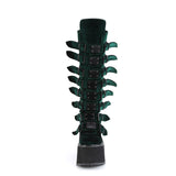 5 1/2" Pf Knee High Boot W/ 8 Buckle Straps, Back Metal Zip Pleaser Demonia SWI815/EMVEL