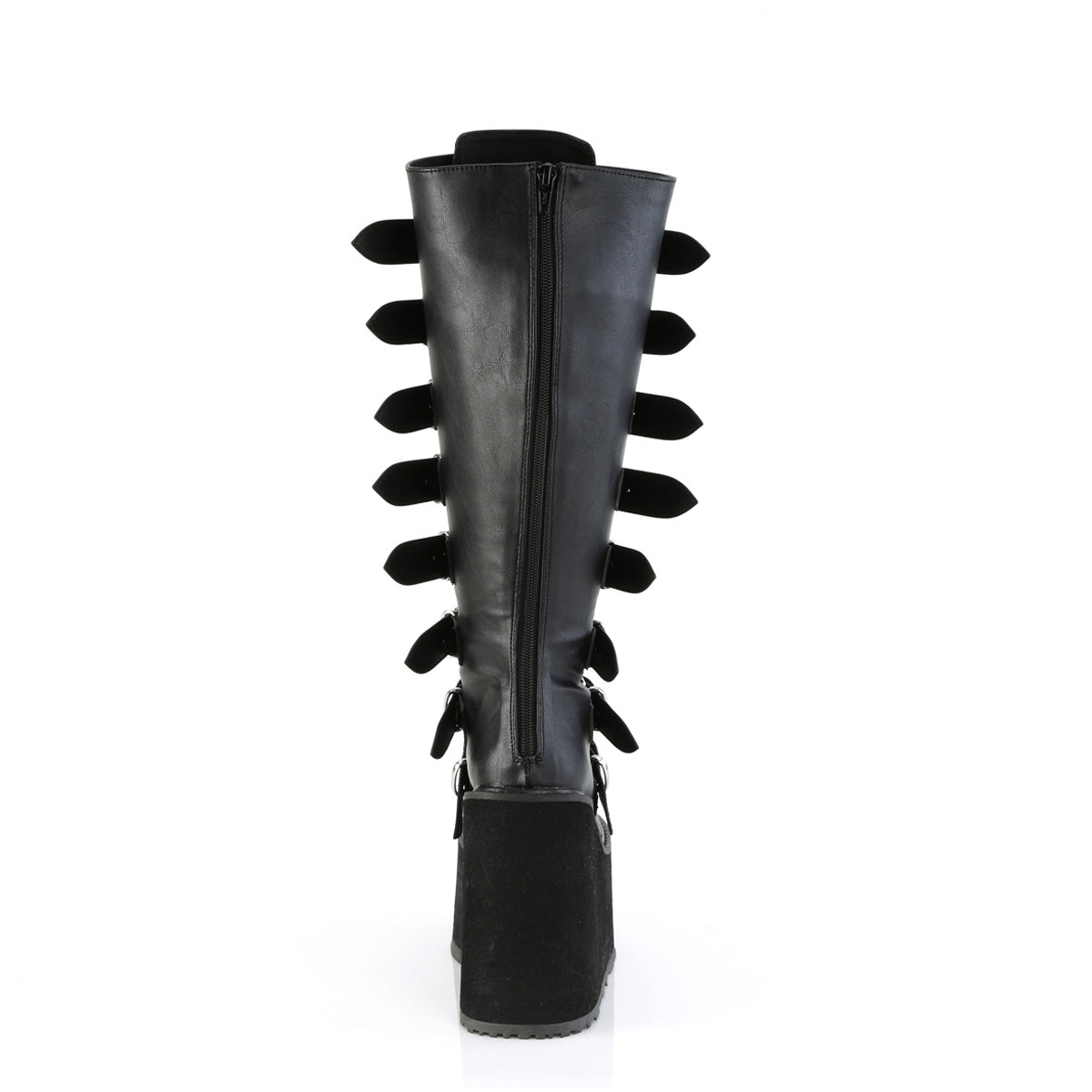 5 1/2" Pf Wide Calf Knee Boot W/ Buckle Straps, Back Zip Pleaser Demonia SWI815WC/BVL