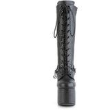 5" Heel, 3" Pf Lace Up Knee High Boot, Side Zip Pleaser Demonia TORMENT/170