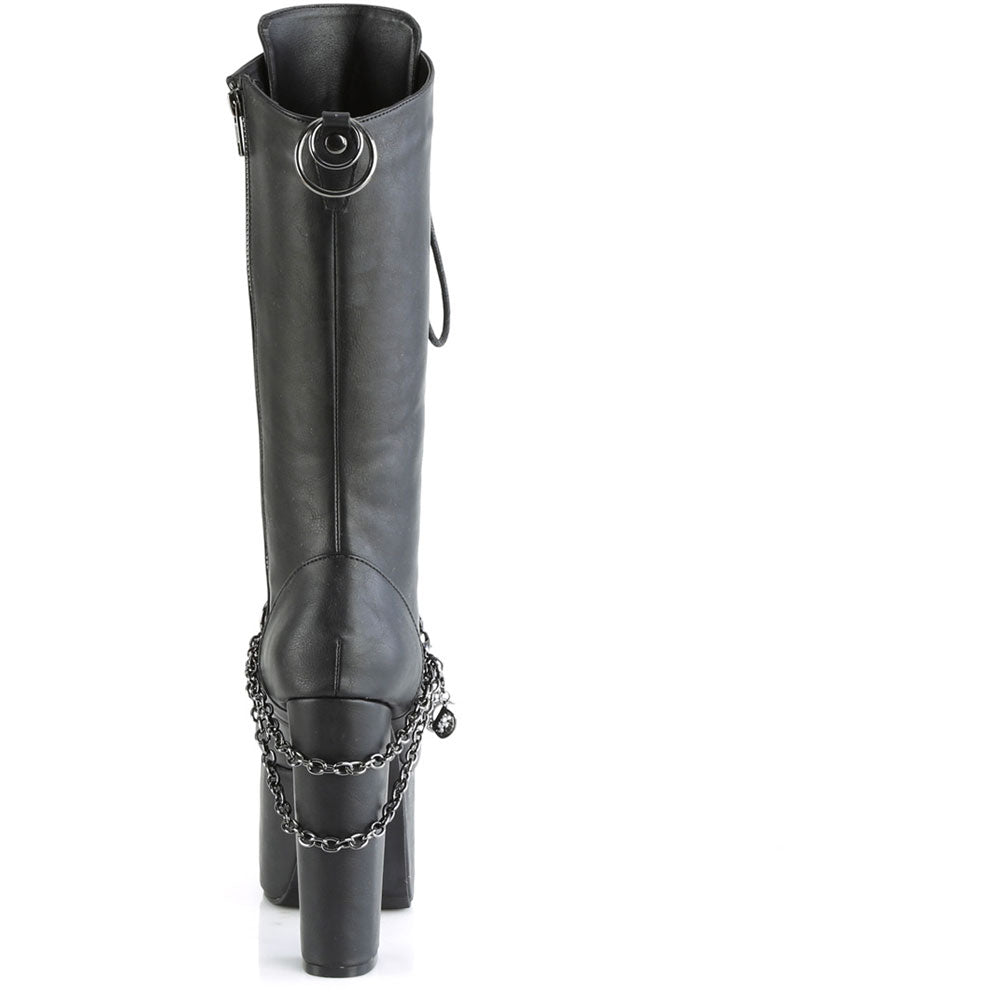 5" Heel, 3" Pf Lace Up Knee High Boot, Side Zip Pleaser Demonia TORMENT/170