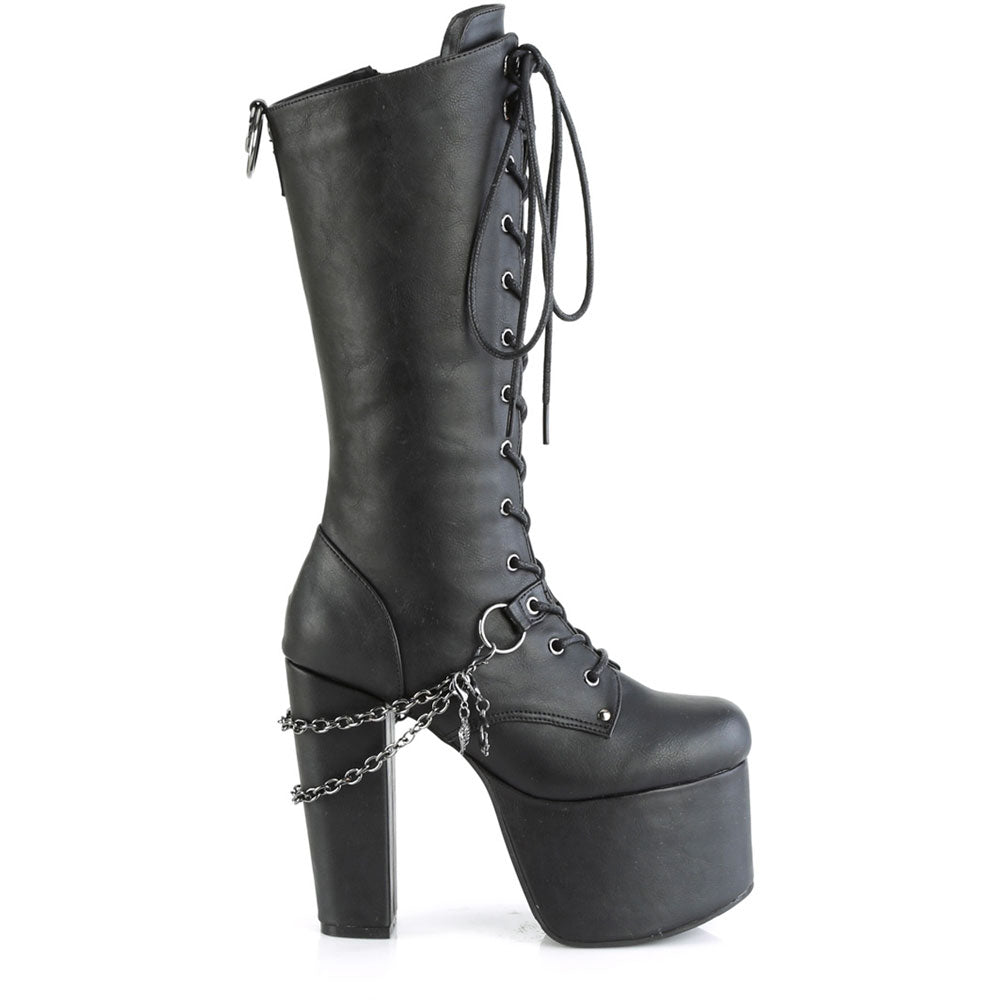 5" Heel, 3" Pf Lace Up Knee High Boot, Side Zip Pleaser Demonia TORMENT/170