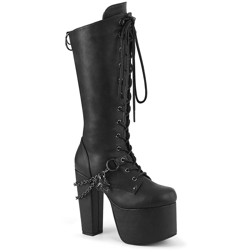 5" Heel, 3" Pf Lace Up Knee High Boot, Side Zip Pleaser Demonia TORMENT/170