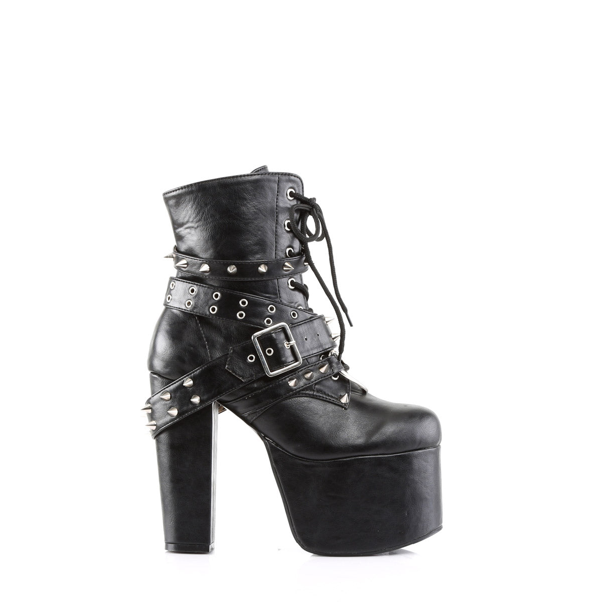 5 1/2" Heel, 3" Pf Ankle Boot W/spikes & Heart O-ring Pleaser Demonia TORMENT/700