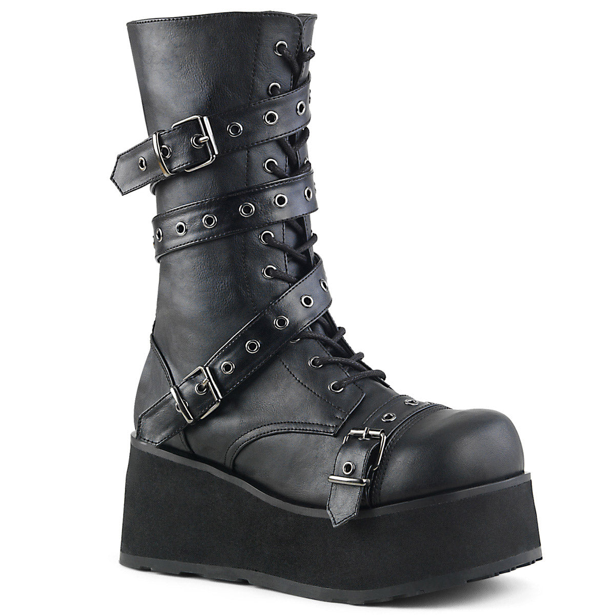 Lace Up Rivet Buckle Strap Extreme Platform Cap Toe Ankle Boots Shoes Pleaser Demonia TRASHVILLE/205