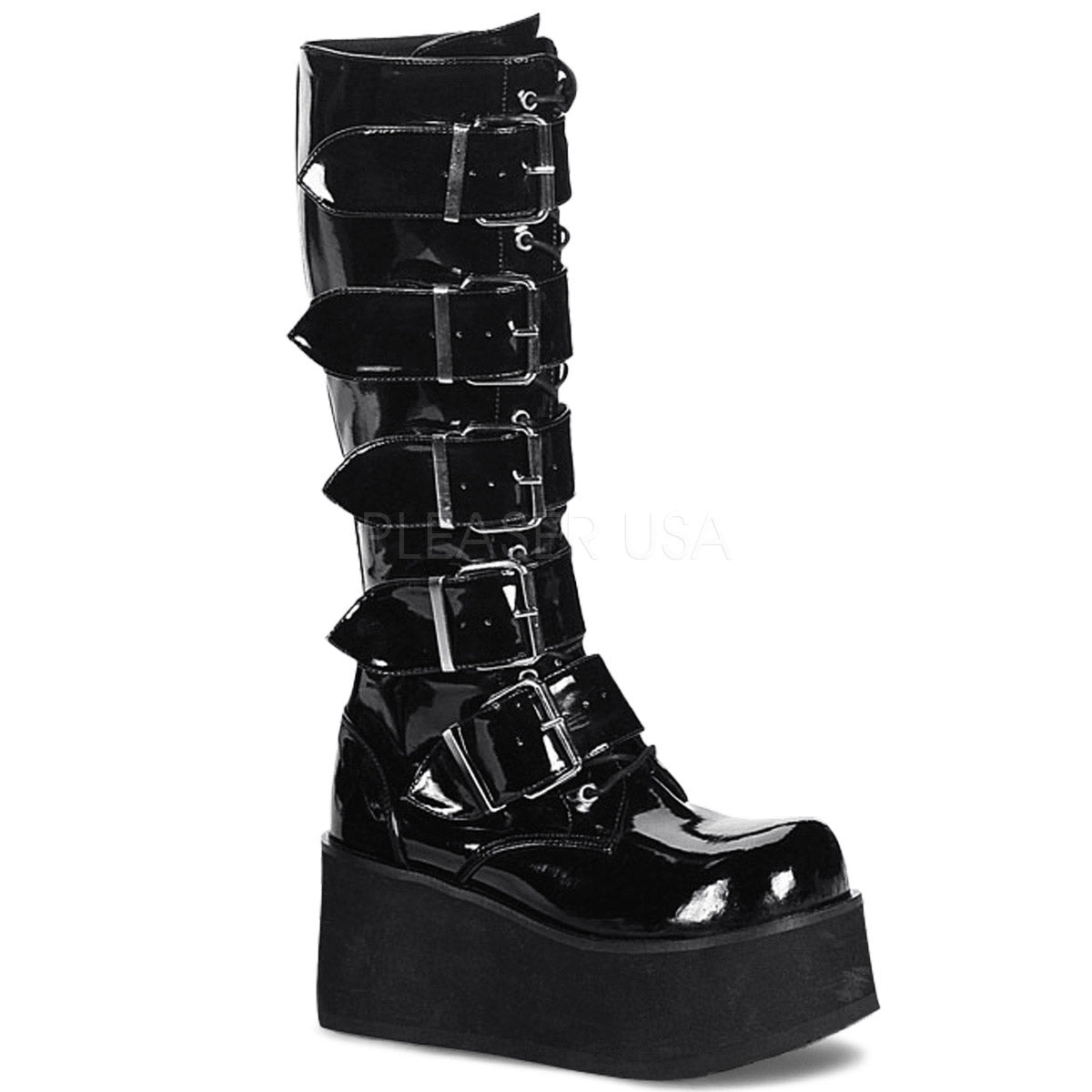 Goth Punk Rock Buckle Strap Knee High Extreme Platform Boots Shoes Pleaser Demonia TRASHVILLE/518