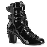 3" Block Heel Round Toe D-ring Lace-Up Ankle Boot, Size Zip Pleaser Demonia VIVIKA/128