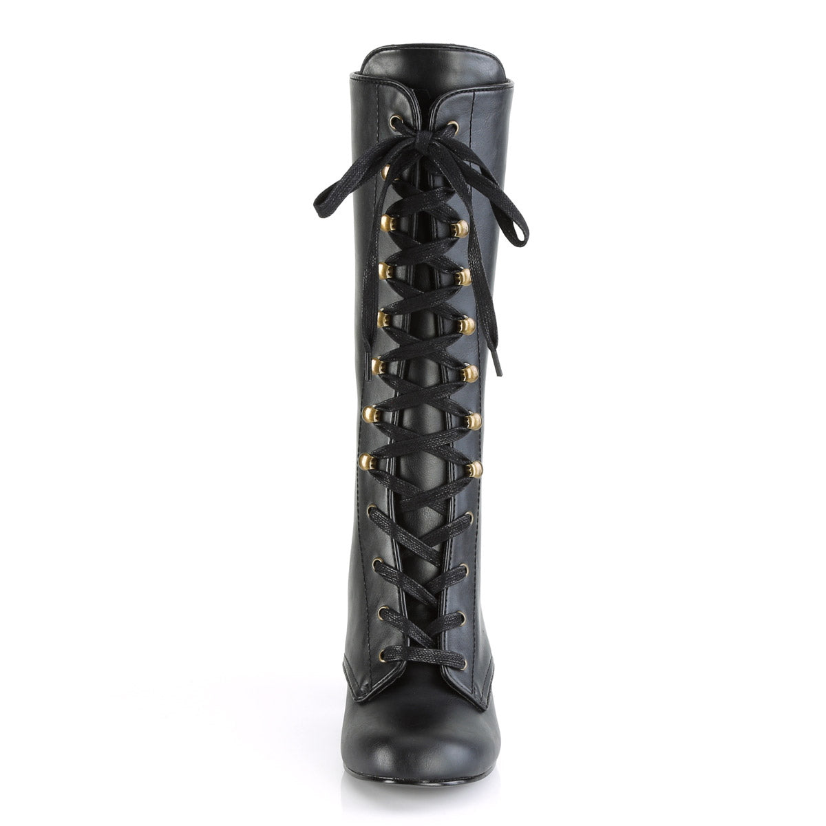 3" Block Heel Round Toe Lace-Up Mid-Calf Boot, Size Zip Pleaser Demonia VIVIKA/205